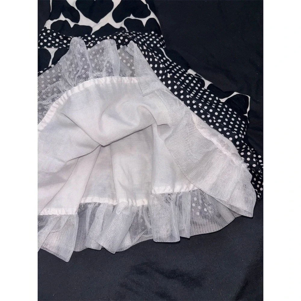 Savannah Baby Girl Party Dress 18M Black & White Heart Print Tulle Hem formal